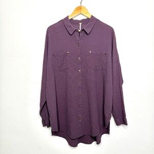 Free People Love Her Madly Button Up Cotton Gauze Tunic Top